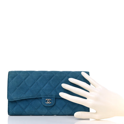 Chanel Iridescent Caviar Quilted Travel Wallet Blue 2 of 21