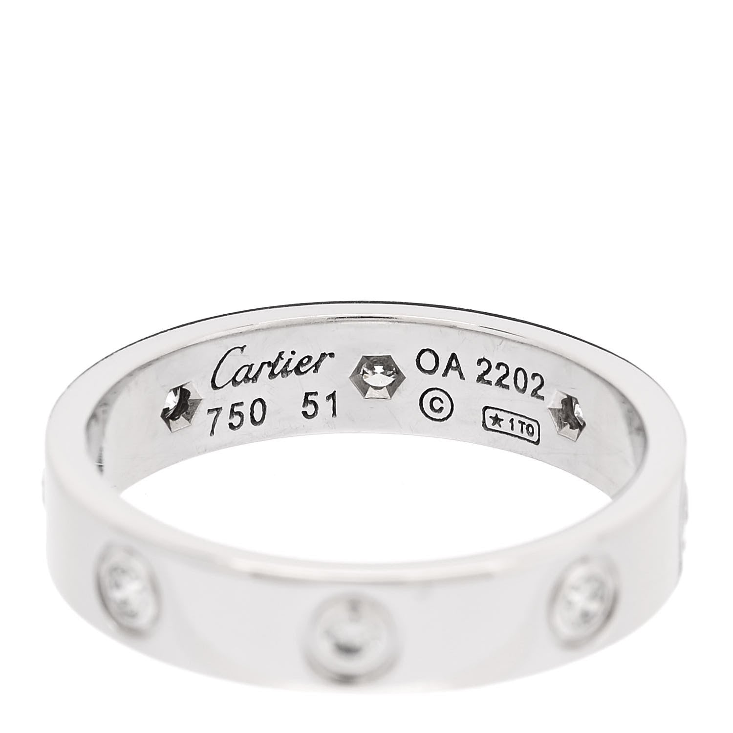 Cartier 18K White Gold 8 Diamond 4mm Wedding Band LOVE Ring 51 5.75 4 of 5