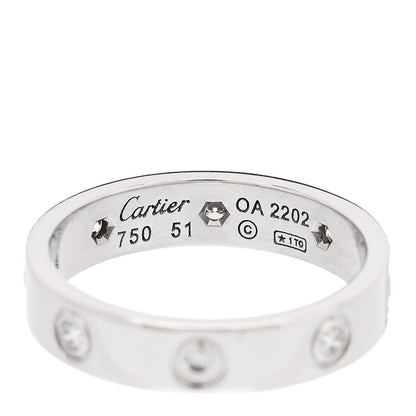 Cartier 18K White Gold 8 Diamond 4mm Wedding Band LOVE Ring 51 5.75 4 of 5
