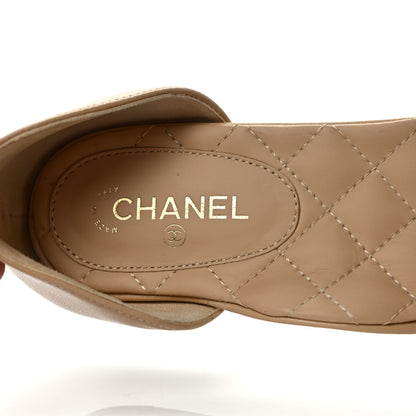 Chanel Lambskin Grosgrain Cap Toe CC Ankle Strap Sandals 36 Beige Black 7 of 10