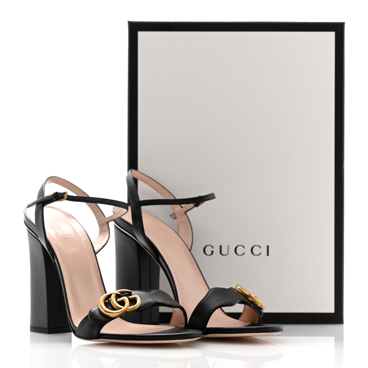 Lifford Calfskin GG Marmont Ankle Wrap 105mm Sandals 41 Black