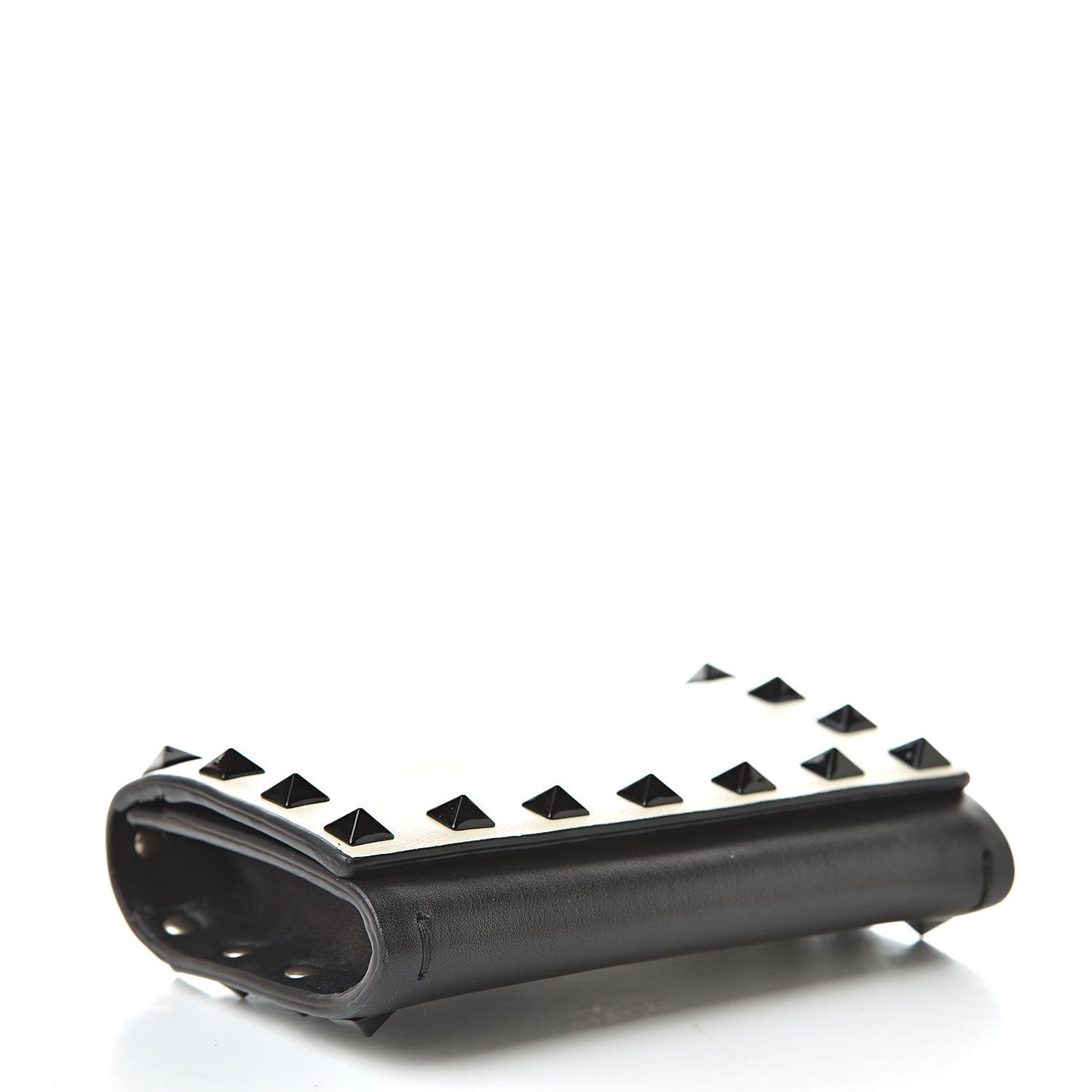 Nappa Rockstud Bi-Fold Card Holder Ivory Black