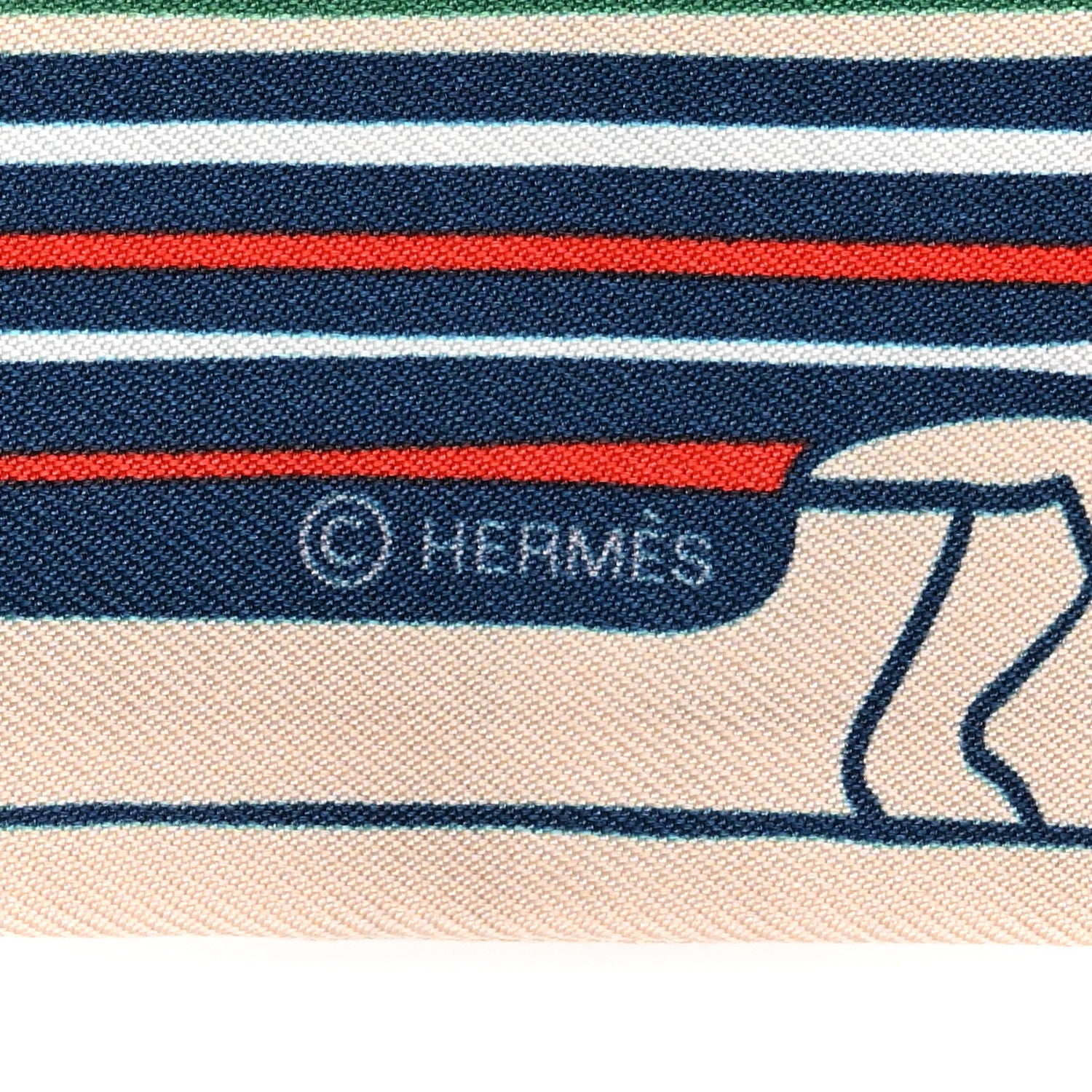 Hermes Silk Les Chiens Parisiens Twilly Creme Bleu Vert 7 of 8