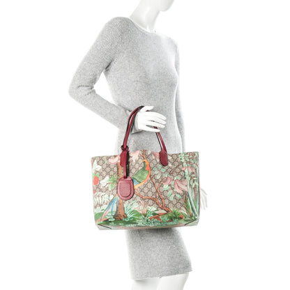 Gucci GG Supreme Monogram Tian Medium Shopping Tote Beige Multicolor Red 2 of 7