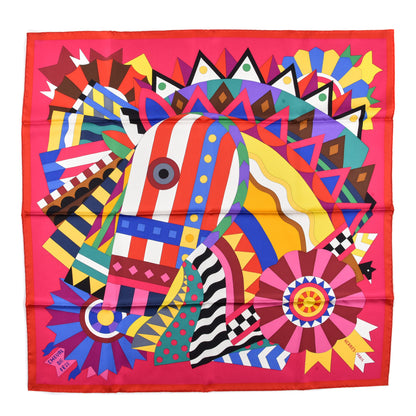 Hermes Silk Cheval De Fete Scarf 90 Fuchsia Rouge Multicolor 1 of 6