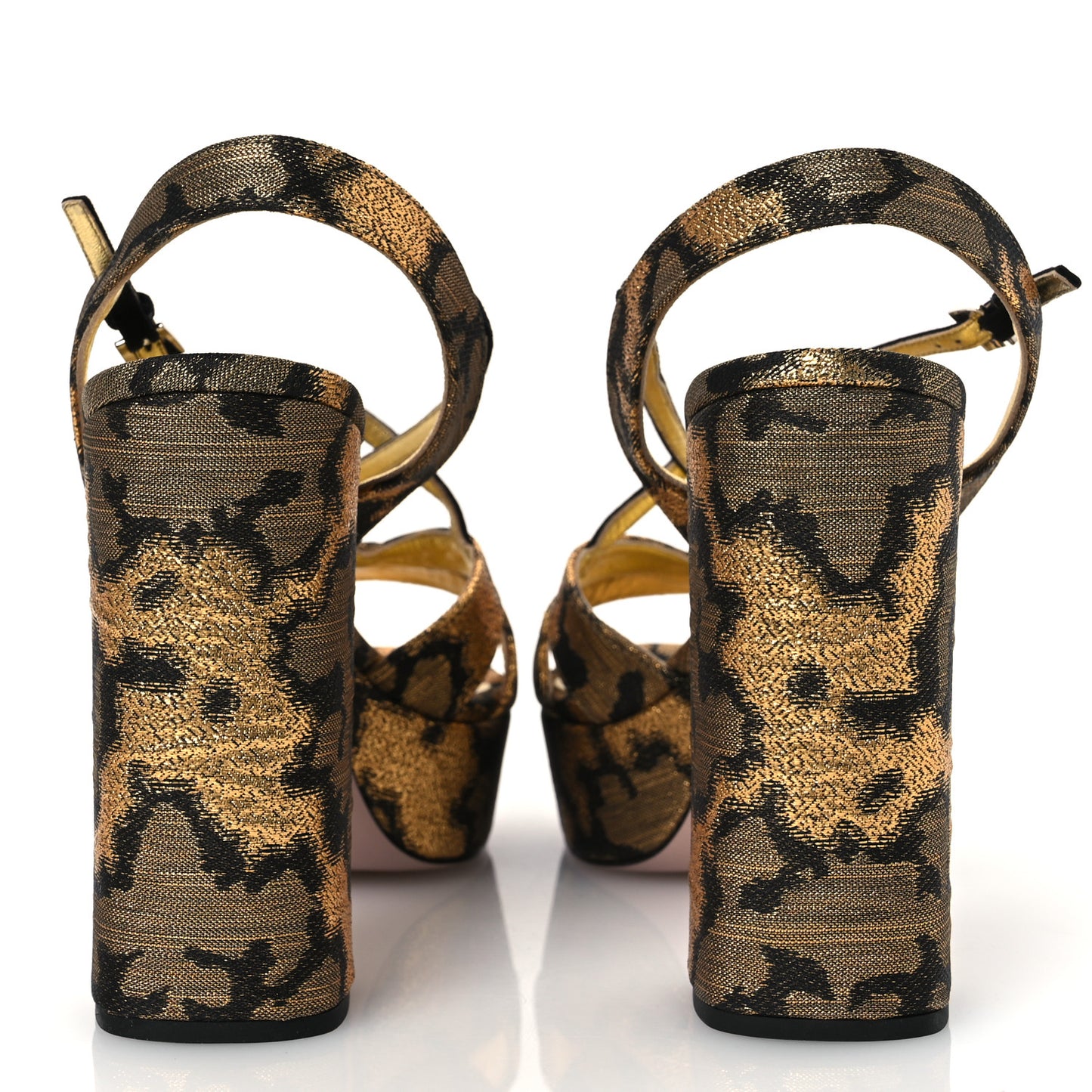 Jacquard Lurex Platform Pumps 40 Gold