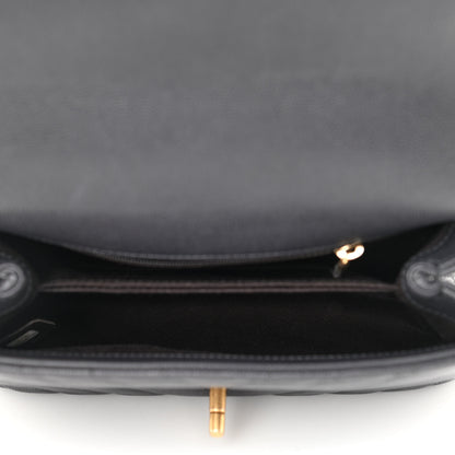 Chanel Caviar Chevron Quilted Mini Coco Handle Flap Dark Grey 5 of 11