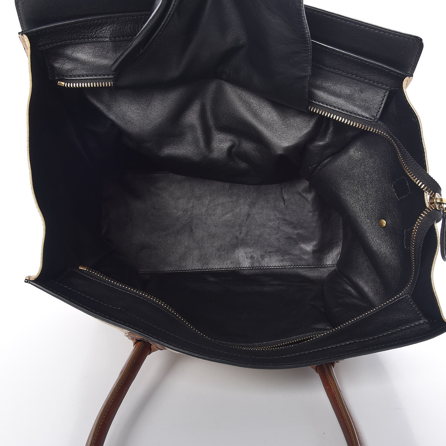 Celine Calfskin Linen Tri-Color Shoulder Luggage Beige 5 of 16