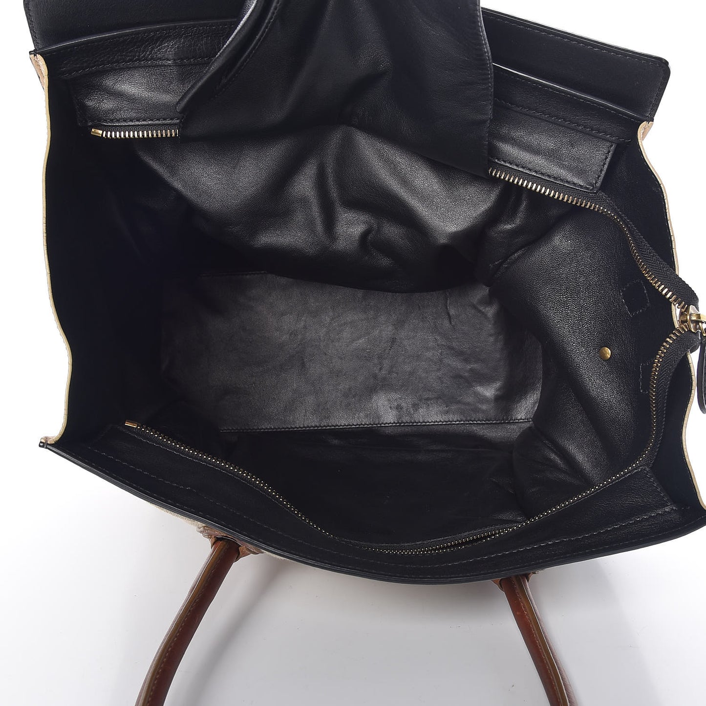 Calfskin Linen Tri-Color Shoulder Luggage Beige