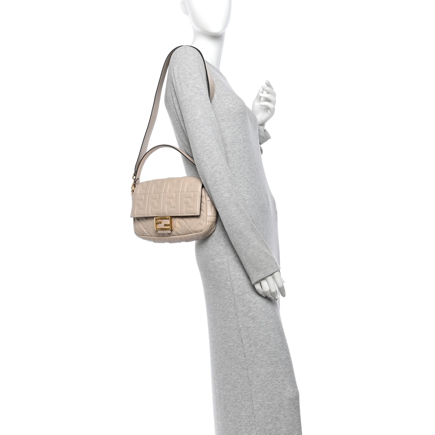 Fendi Nappa FF 1974 Embossed Baguette Camelia 2 of 10