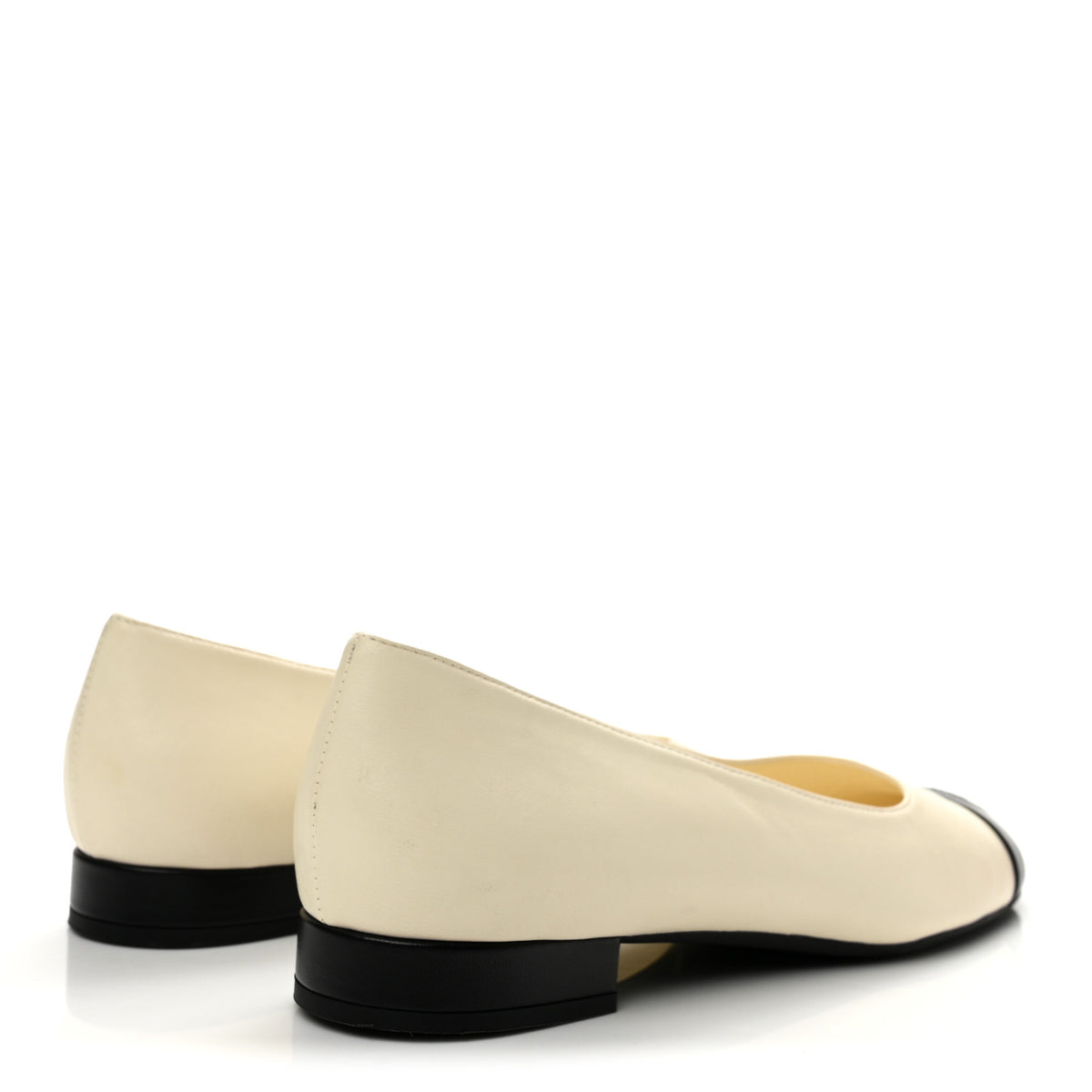 Lambskin Cap Toe CC Uniform Ballerina Flats 38 Beige Black