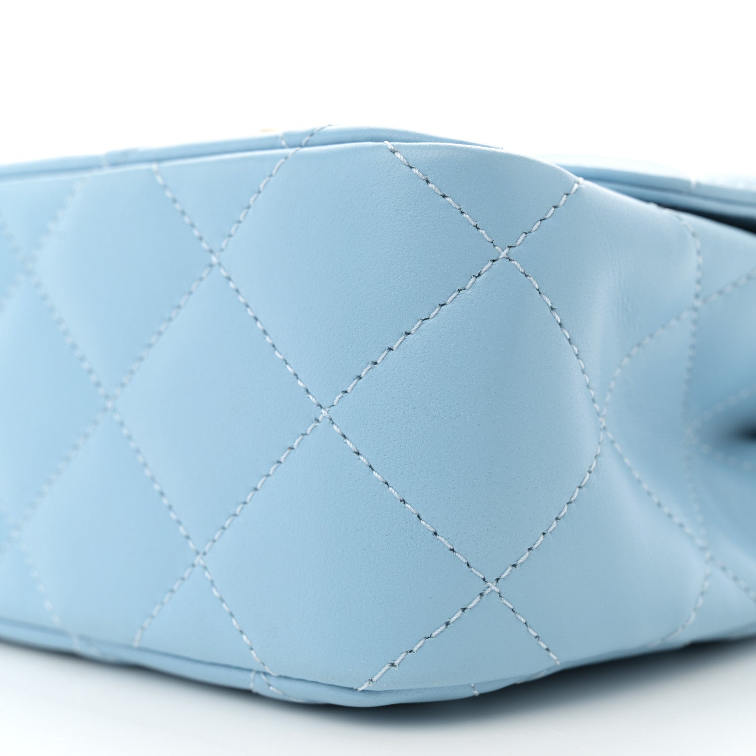 Chanel Lambskin Metal Quilted Twist Top Handle Flap With Chain Light Blue 10 of 11