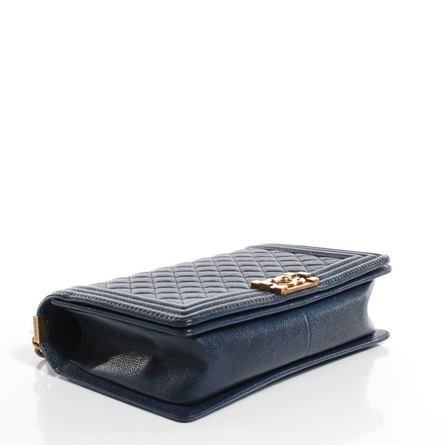 Pearly Caviar Quilted New Medium Boy Flap Navy
