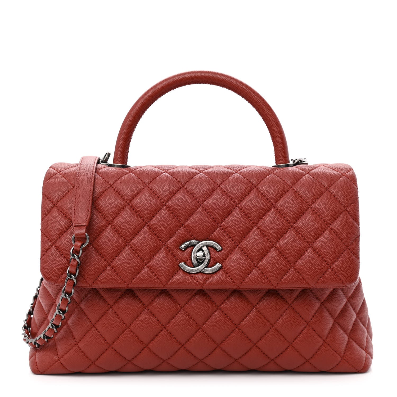 Chanel Caviar Quilted Medium Coco Handle Flap Dark Red 1 of 11