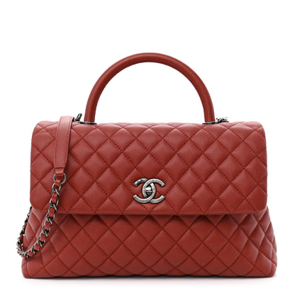 Chanel Caviar Quilted Medium Coco Handle Flap Dark Red 1 of 11