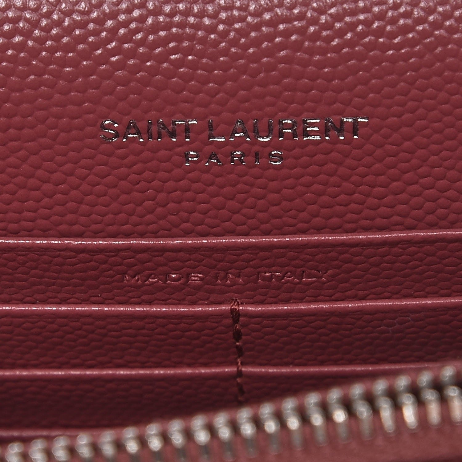 Saint Laurent Grain De Poudre Matelasse Chevron Monogram Envelope Chain Wallet Blush Fonce 6 of 7
