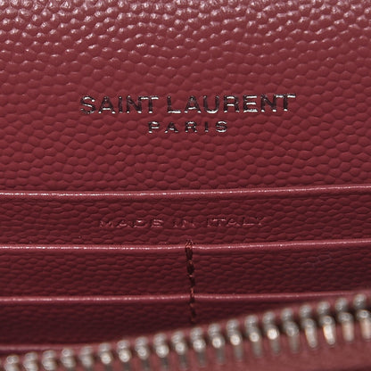 Saint Laurent Grain De Poudre Matelasse Chevron Monogram Envelope Chain Wallet Blush Fonce 6 of 7