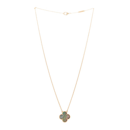 Van Cleef & Arpels 18K Rose Gold Gray Mother of Pearl Vintage Alhambra Pendant Necklace 3 of 6