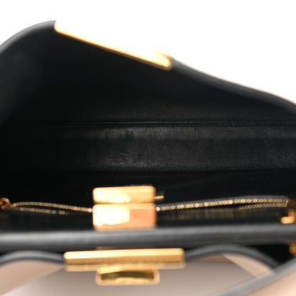 Fendi Vitello Tahiti Burro Medium Peekaboo Iconic Essentially Satchel Tortora Black 5 of 18