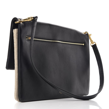 Celine Smooth Calfskin Linen Folded Cabas Black 5 of 13