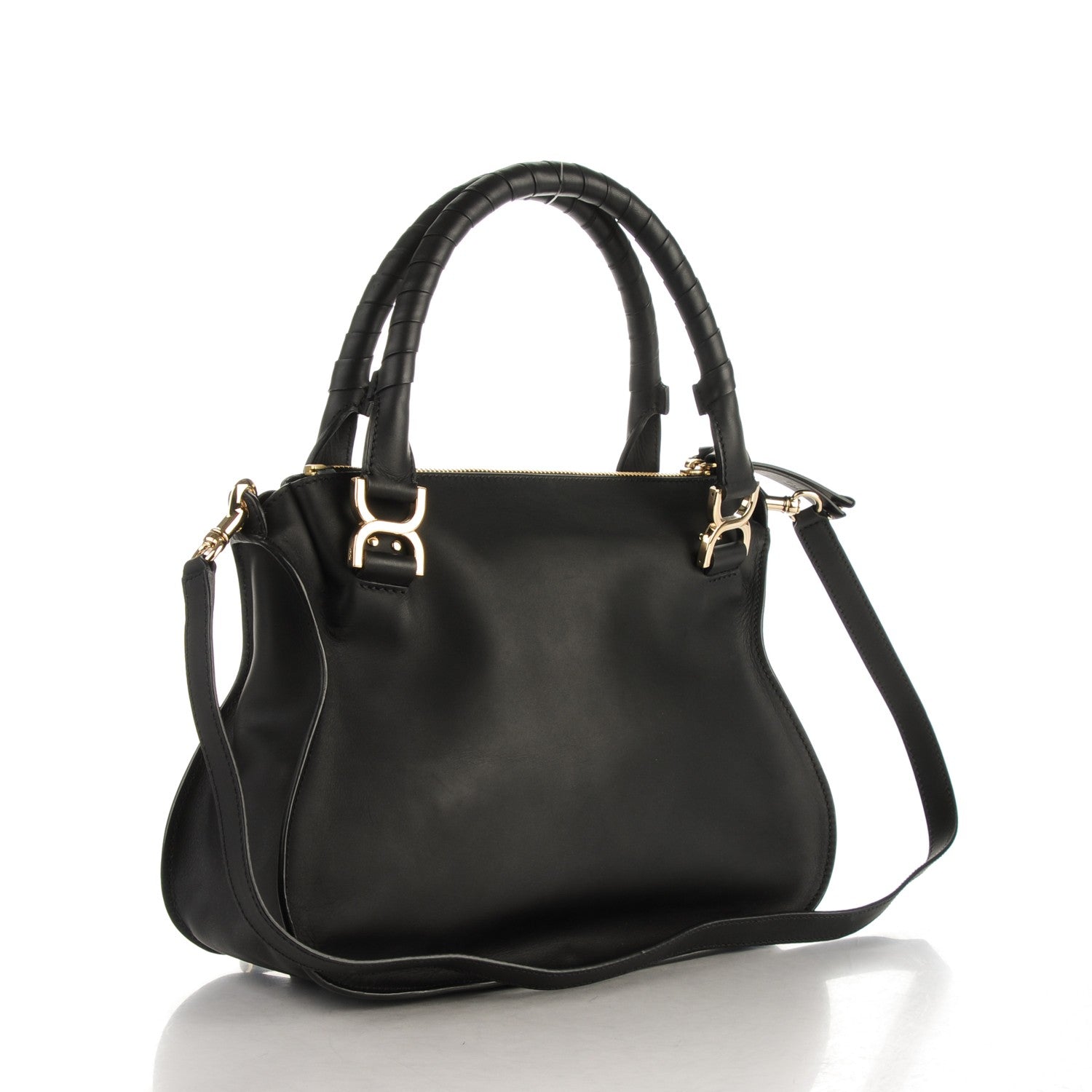 Chloe Calfskin Medium Marcie Metal Bar Trim Satchel Black 5 of 9