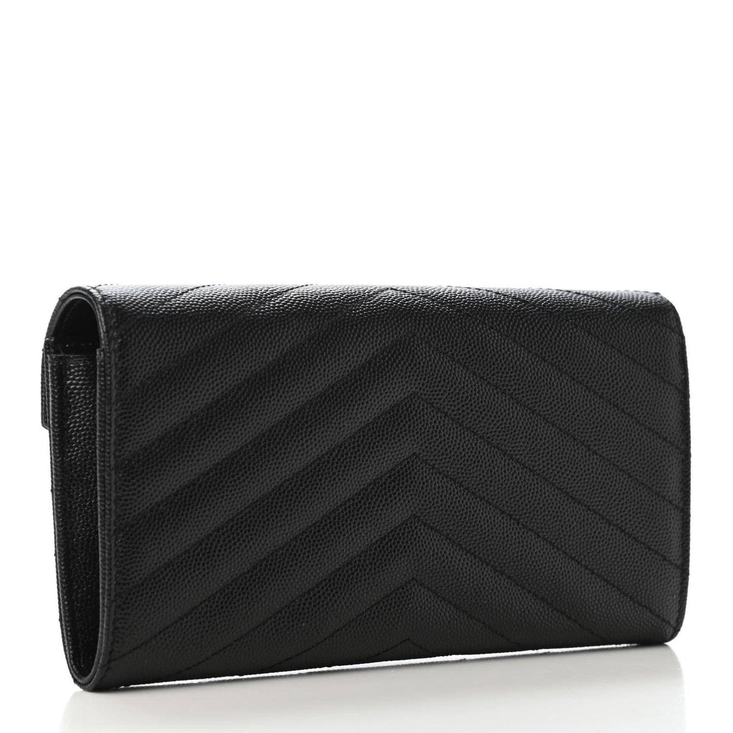 Grain De Poudre Matelasse Chevron Monogram Flap Wallet Black