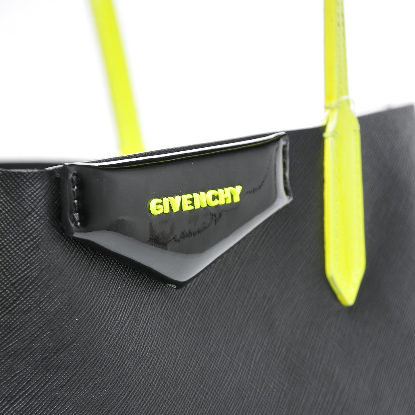 Calfskin Small Antigona Tote Black Neon Yellow