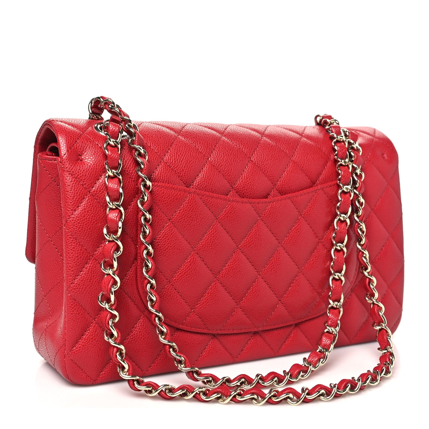 Caviar Quilted Medium Double Flap Red