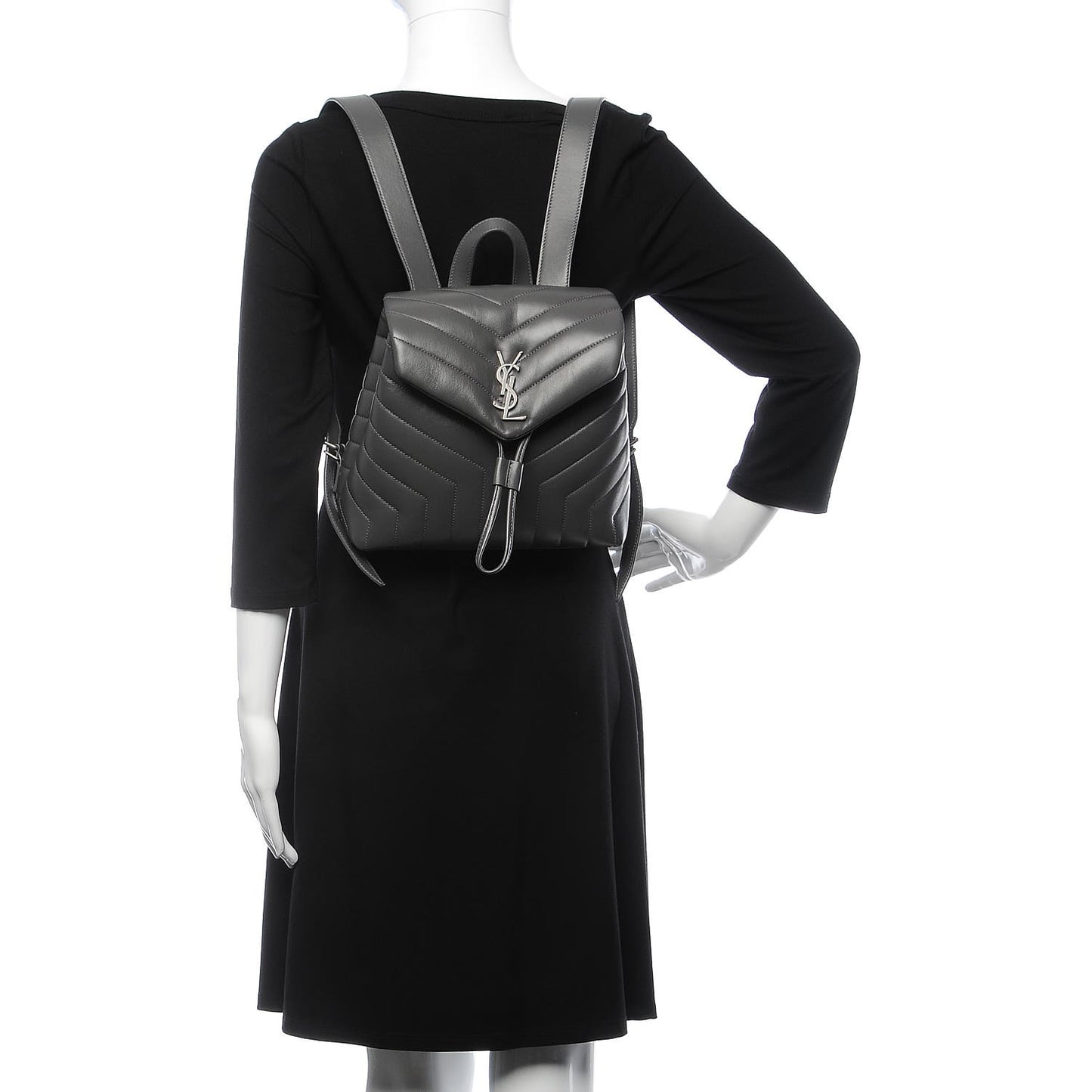 Calfskin Y Quilted Monogram Small Loulou Backpack Asphalt