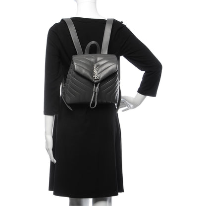 Saint Laurent Calfskin Y Quilted Monogram Small Loulou Backpack Asphalt 2 of 7
