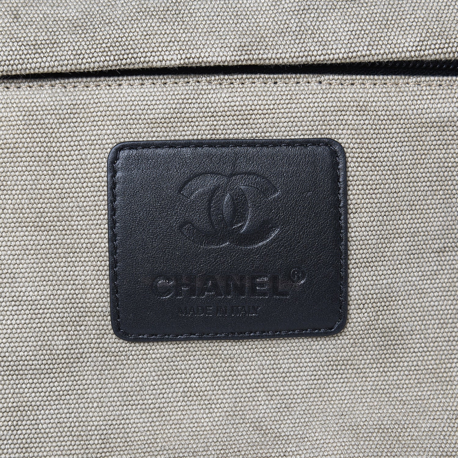 Chanel Washed Toile Calfskin Quilted Trolley Beige Black 8 of 10