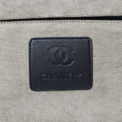 Chanel Washed Toile Calfskin Quilted Trolley Beige Black 8 of 10
