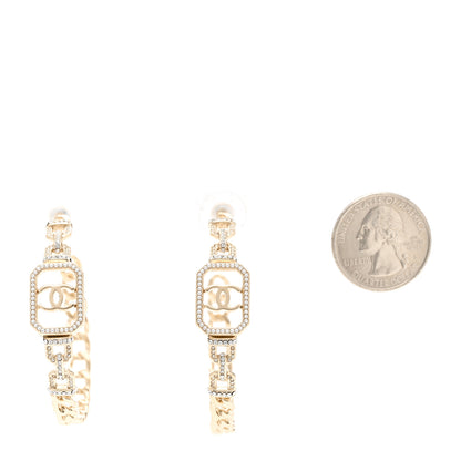 Chanel Crystal CC Vendome Hoop Earrings Gold 2 of 5