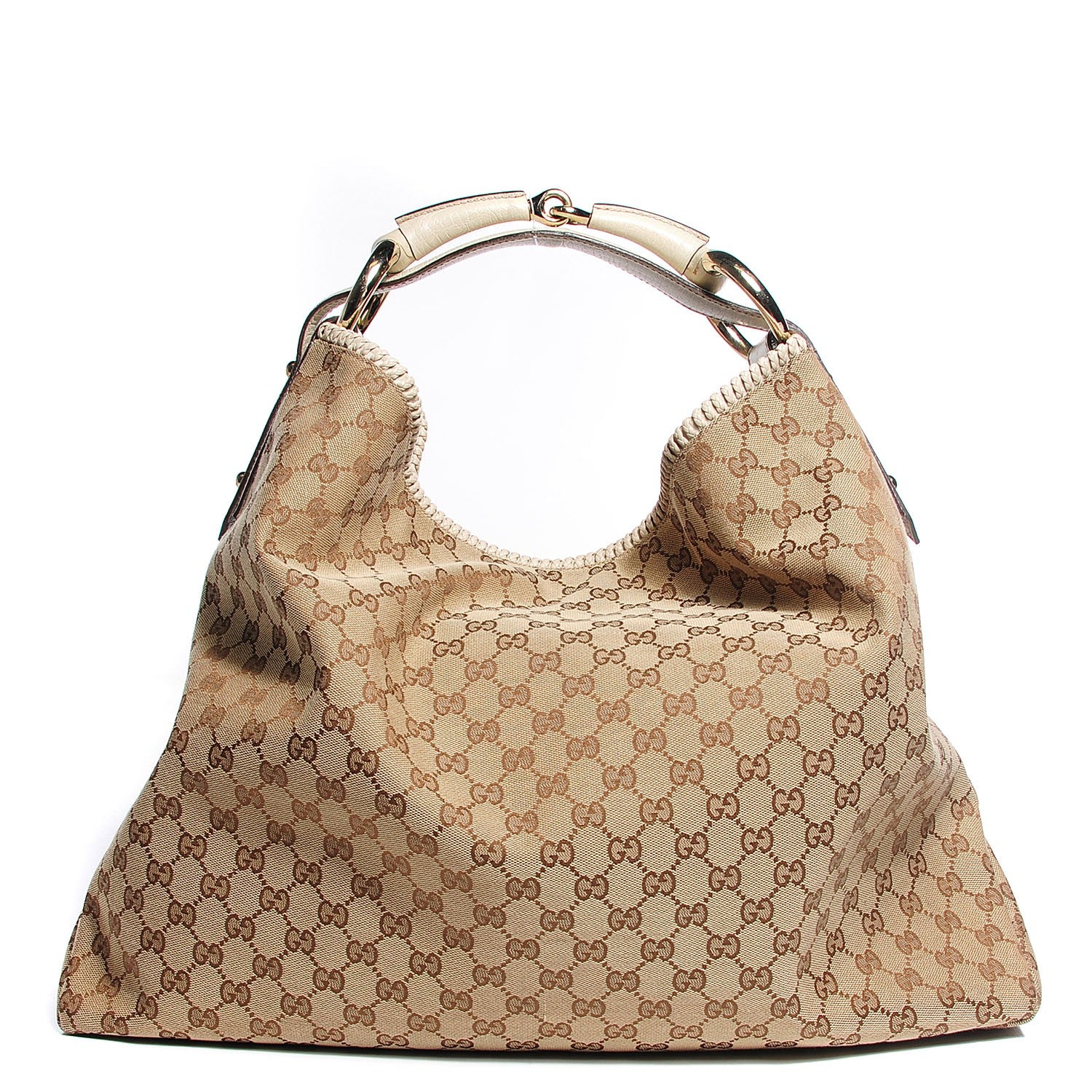 Gucci Monogram Large Horsebit Chain Hobo Off White 1 of 7