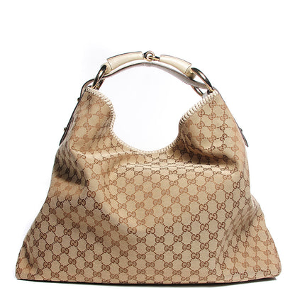 Gucci Monogram Large Horsebit Chain Hobo Off White 1 of 7