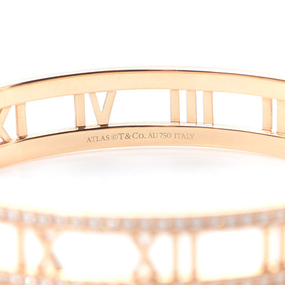 Tiffany 18K Rose Gold Diamond Atlas Open Hinged Bangle Bracelet 4 of 6