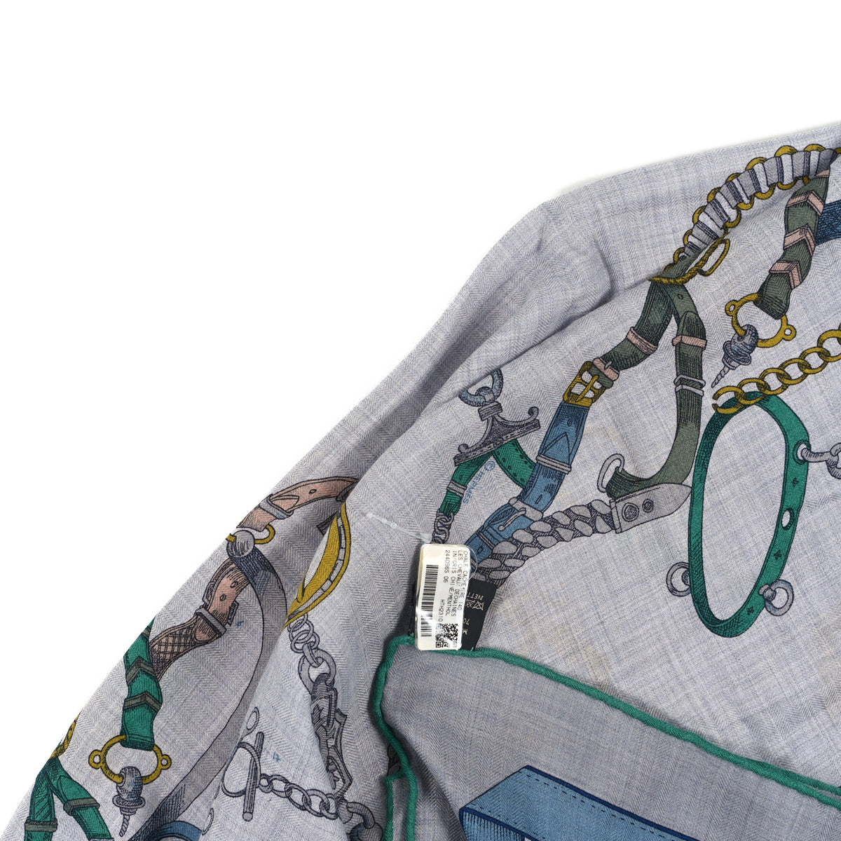 Cashmere Les Chevaux Dechaines Shawl 140 Gris Chine Menthol
