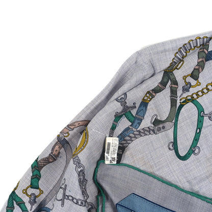Hermes Cashmere Les Chevaux Dechaines Shawl 140 Gris Chine Menthol 3 of 3
