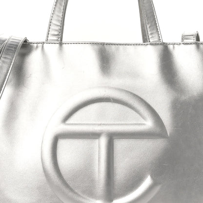 Telfar Metallic Vegan Leather Medium Shopping Bag Silver 6 of 12