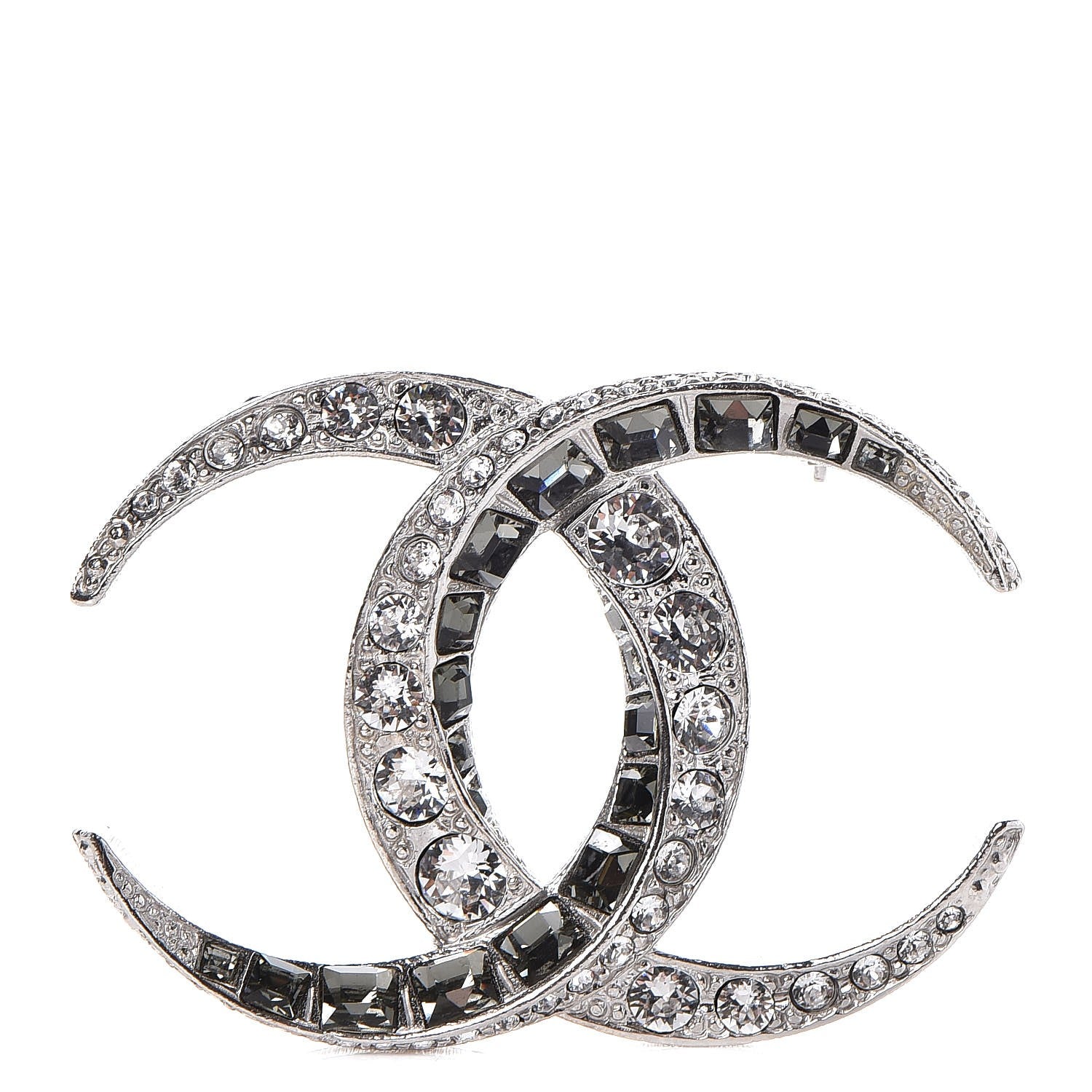 Chanel Baguette Crystal CC Brooch Silver 1 of 4