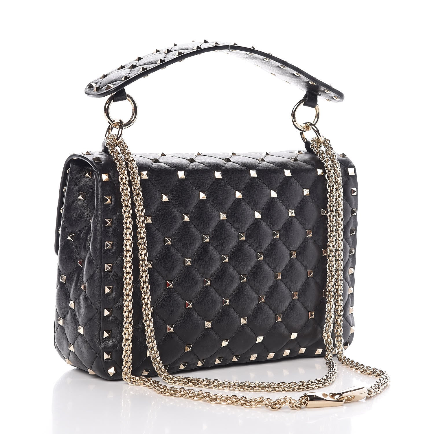 Valentino Garavani Lambskin Medium Rockstud Spike Shoulder Bag Black 3 of 10