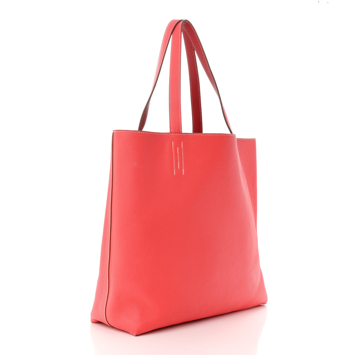 Hermes Taurillon Clemence Double Sens 45 Reversible Tote Rouge Casaque Rose Jaipur 5 of 19
