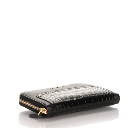 Givenchy Calfskin Crocodile Embossed Pandora Zip Around Wallet Black 4 of 8