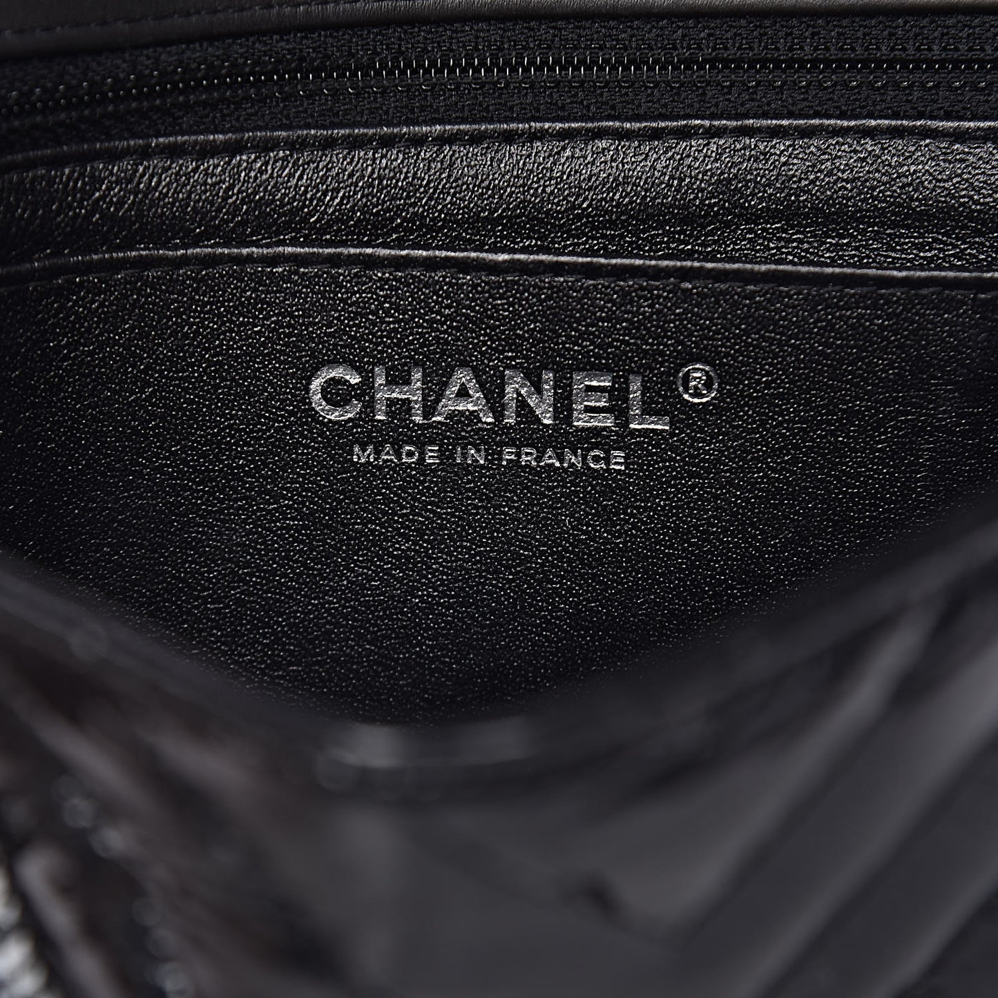 Patent Metallic Crumpled Calfskin Chevron Quilted Mini Rectangular Flap So Black