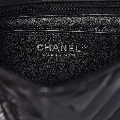 Chanel Patent Metallic Crumpled Calfskin Chevron Quilted Mini Rectangular Flap So Black 7 of 14