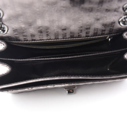Chanel Metallic Aged Calfskin Striped Accordion Reissue 2.55 Flap Dark Silver 5 of 9