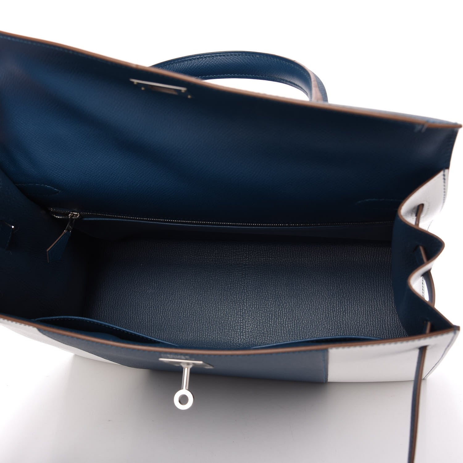Hermes Epsom Kelly Flag Sellier 35 Bleu Thalassa White 5 of 10