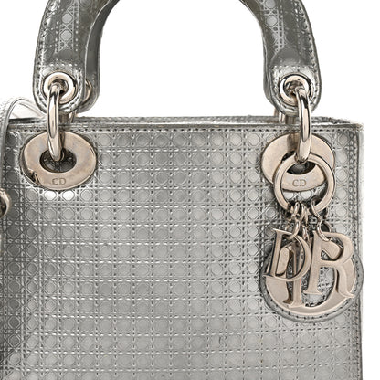 Christian Dior Metallic Patent Micro-Cannage Mini Lady Dior Silver 7 of 11
