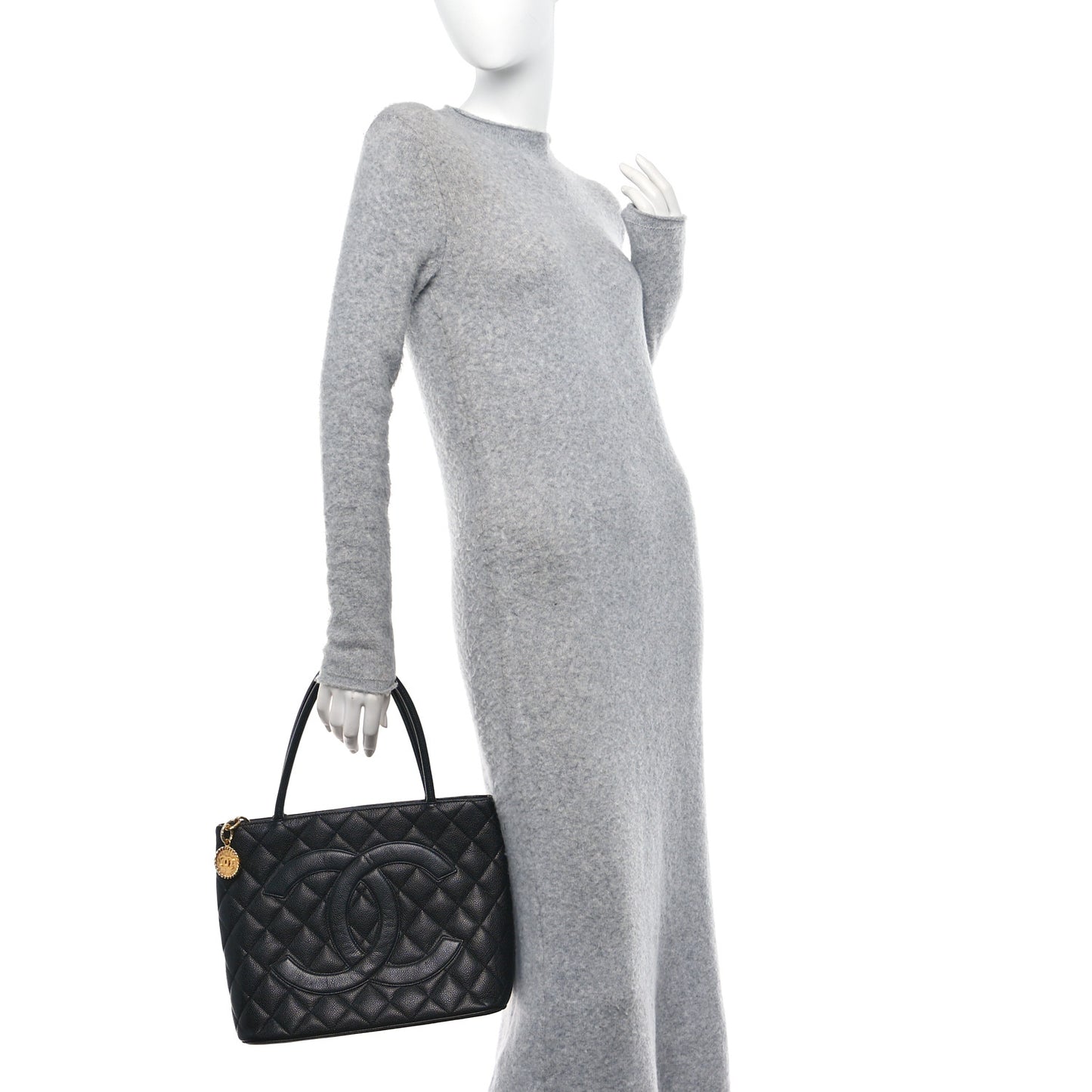 Caviar Quilted Medallion Tote Black