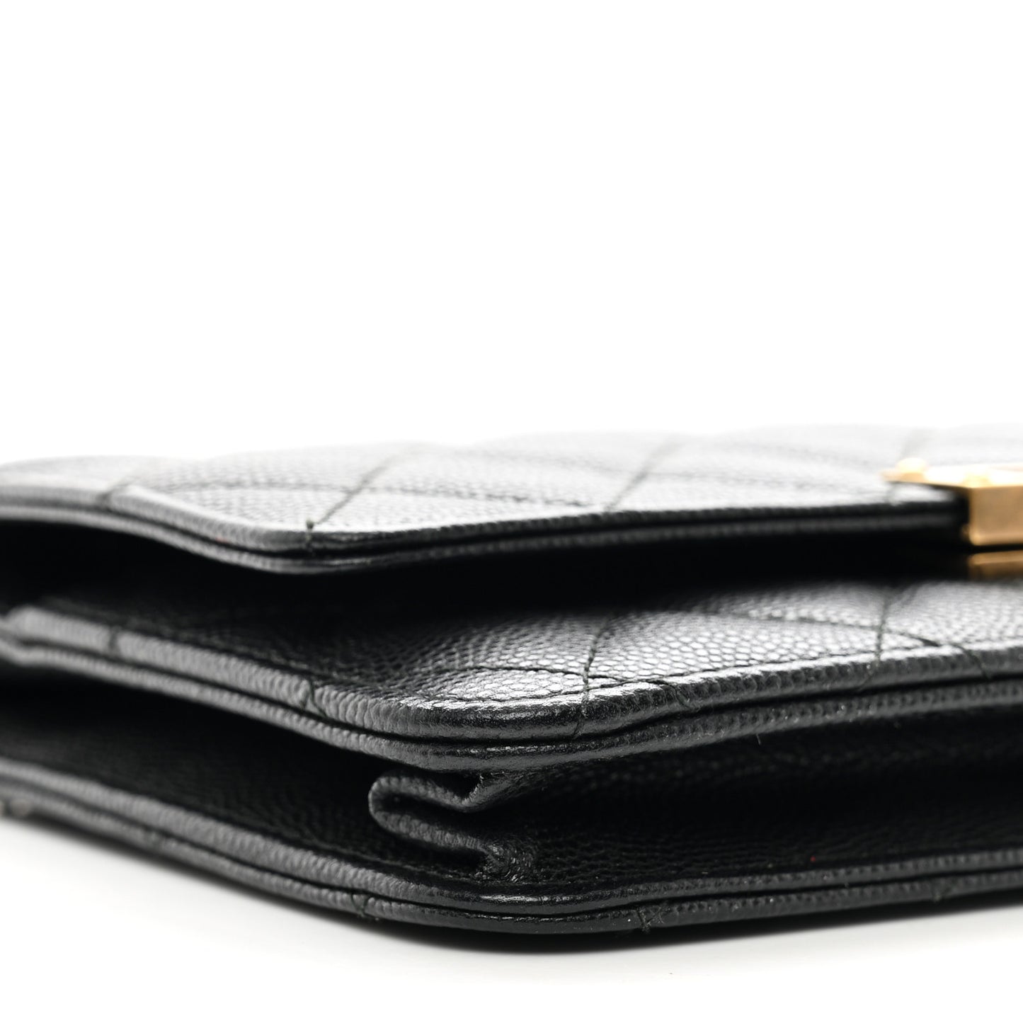 Caviar Quilted Golden Class Wallet On Chain WOC Black